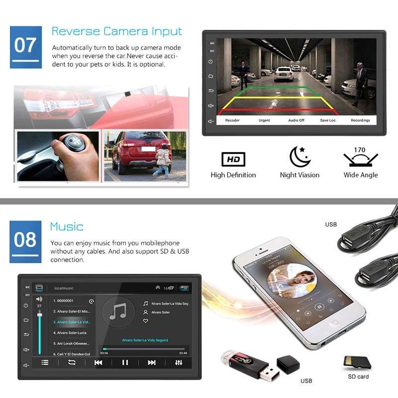 A2222KT 7 Inch Android Navigation WiFi Version 1+32G GPS Bluetooth 2.5D Screen Car Central Control M