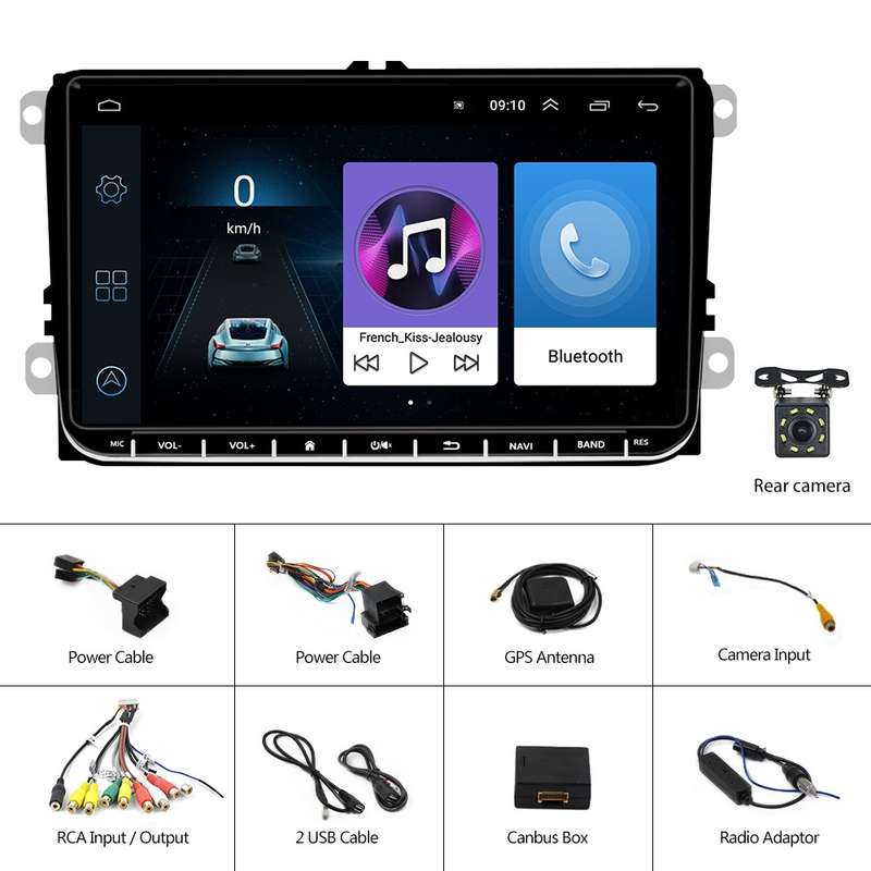 A2743 For Volkswagen 1+16G 9-inch Central Control Large Screen With Carplay Car Android10.0 Navigato