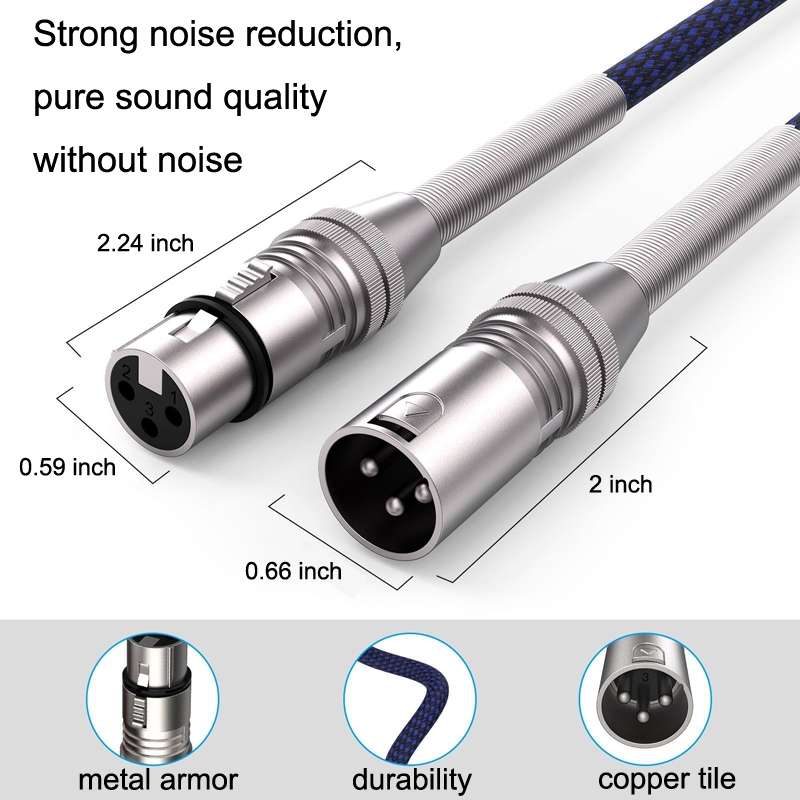 LHD010 Caron Male To Female XLR Dual Card Microphone Cable Audio Cable 0.3m(Blue)
