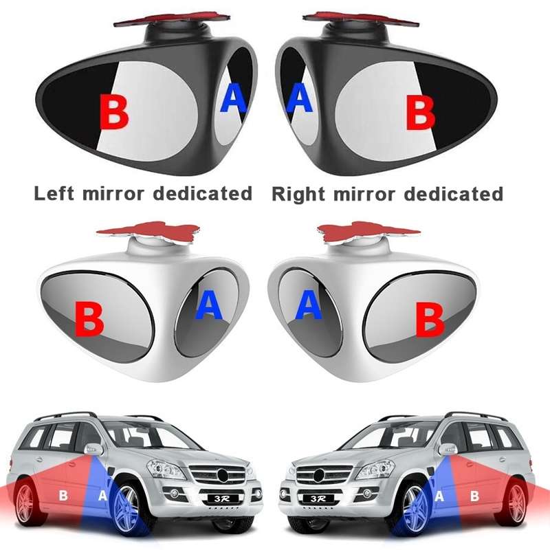 2 in 1 Car Blind Spot Mirror Reversing Parking Wide Angle Mirror 360 Degree Rotation Adjustable Conv
