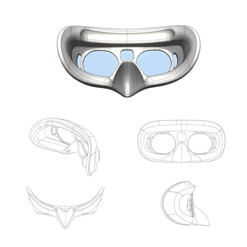 For DJI Goggles 2 Foam Padding Sponge Eye Pad Mask With Lens Cover Black