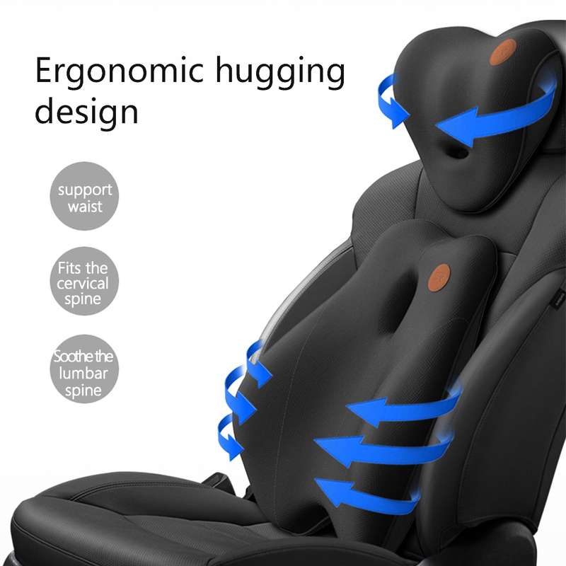 SR-21 Car Lumbar Cushion Headrest Seat Memory Foam Accessories, Style: Ordinary Lumbar Support (Gray