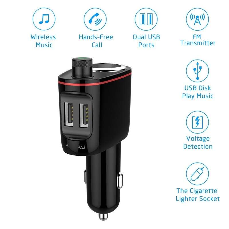 S-06 Bluetooth Multifunctional Car Cigarette Lighter 100W One for Two High Power Charger