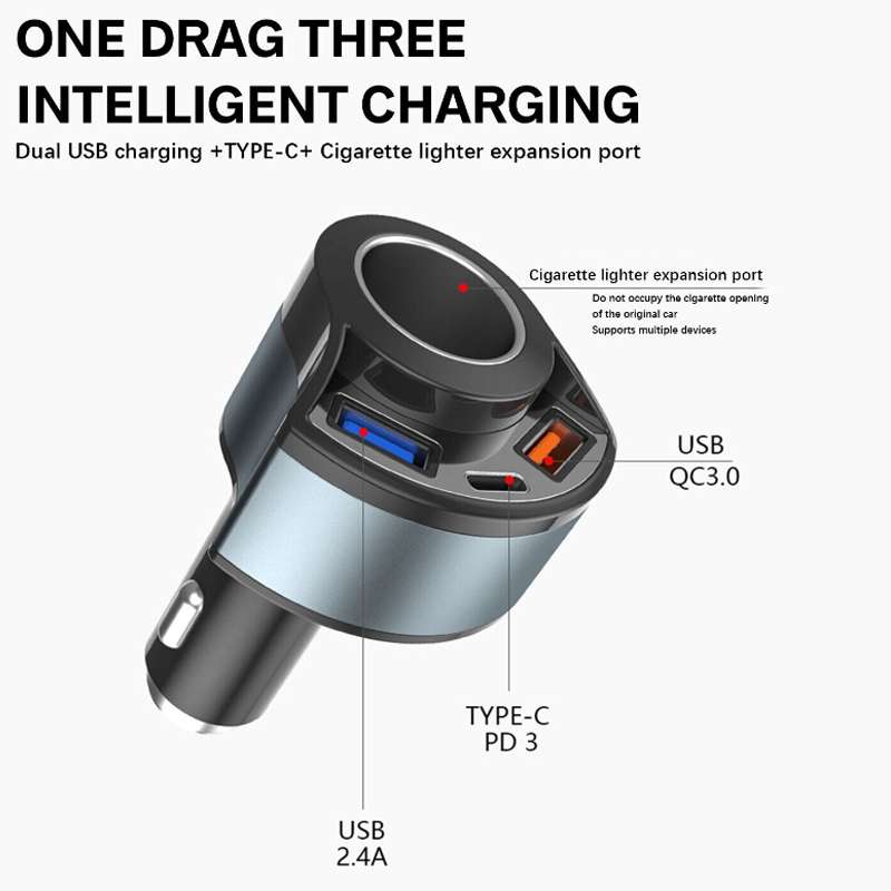 5V 3A Cigarette Lighter PD Super Fast Charging Multifunctional Car Charger, Color: White