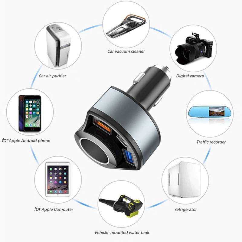 5V 3A Cigarette Lighter PD Super Fast Charging Multifunctional Car Charger, Color: White