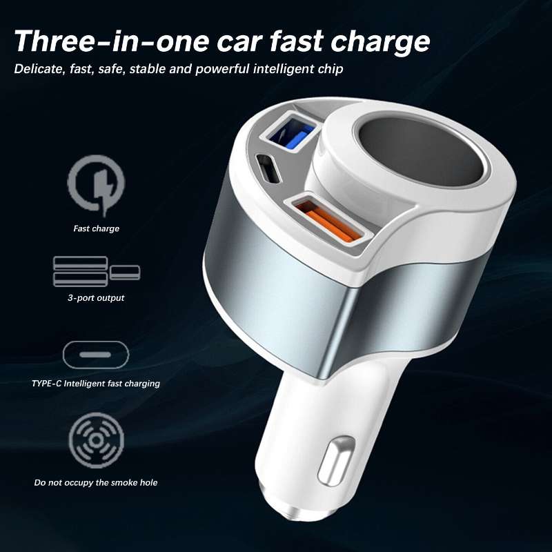 5V 3A Cigarette Lighter PD Super Fast Charging Multifunctional Car Charger, Color: White