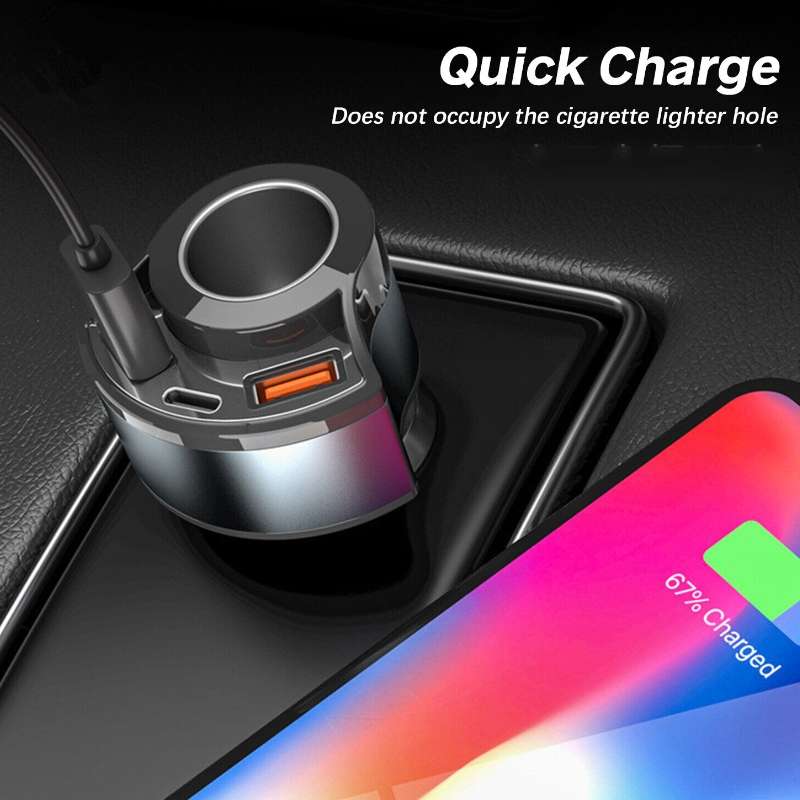 5V 3A Cigarette Lighter PD Super Fast Charging Multifunctional Car Charger, Color: White