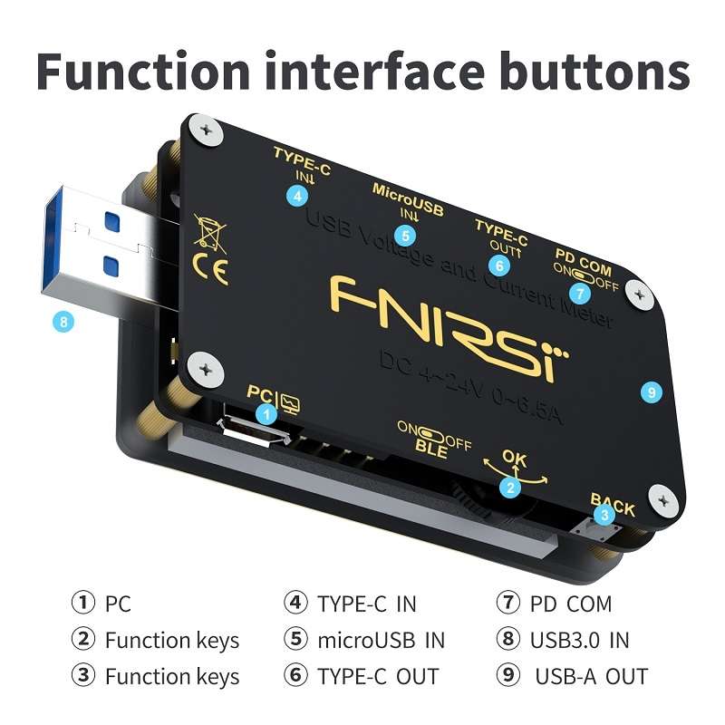 FNIRSI FNB48S USB Voltage Ammeter Multifunctional Fast Charge Tester, Specification: Bluetooth