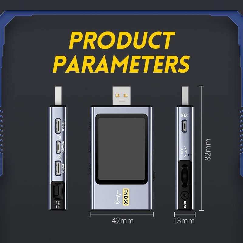 FNIRSI FNB58 USB Voltage Ammeter TYPE-C Fast Charge Power Tester, Specification: Bluetooth