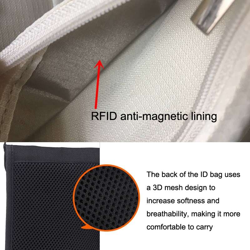 ZD-WM-06 RFID Hanging Neck Bag Passport Bag Anti-scanning Anti-magnetic Messenger ID Bag(Beige Yell