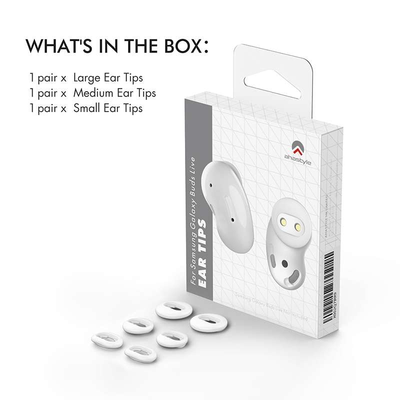 For Samsung Galaxy Buds Live AhaStyle PT132 S+M+L Silicone Earbud(Black)