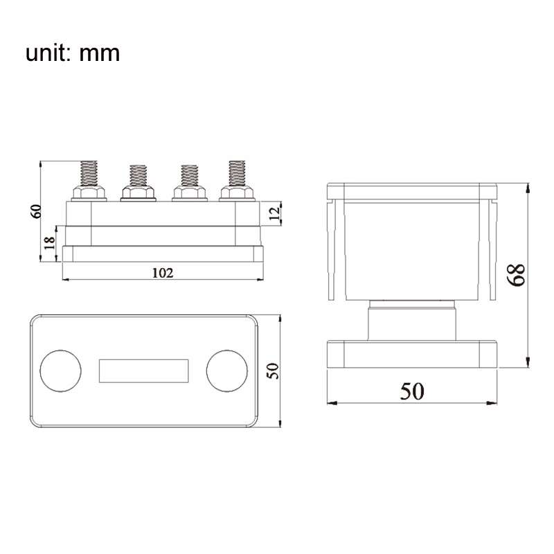 600A 48V RV&Ship Modification 4-way Large Electric DC Busbar(AOA4713CR-M10)