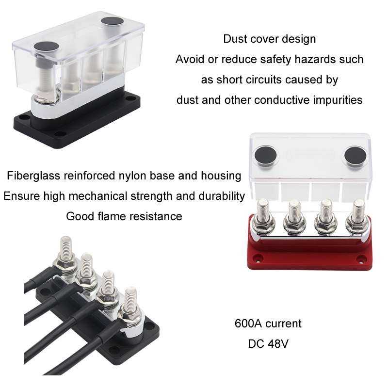 600A 48V RV&Ship Modification 4-way Large Electric DC Busbar(AOA4713CR-M10)
