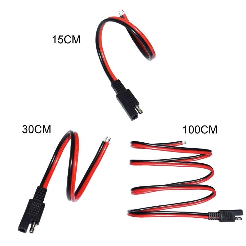 2pcs 20A Solar Car Battery SAE Power Extension Cable 100cm