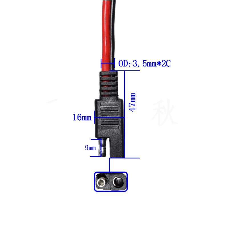 2pcs 20A Solar Car Battery SAE Power Extension Cable 100cm