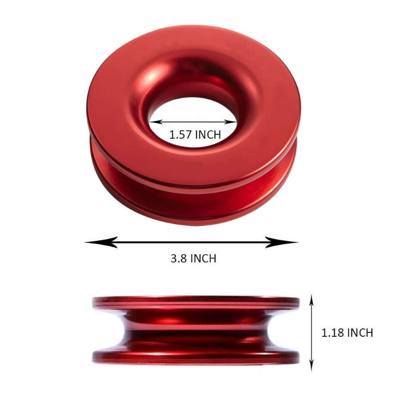 Aluminum Snatch Recovery Ring For 3/8" & 1/2" Rope(Red)