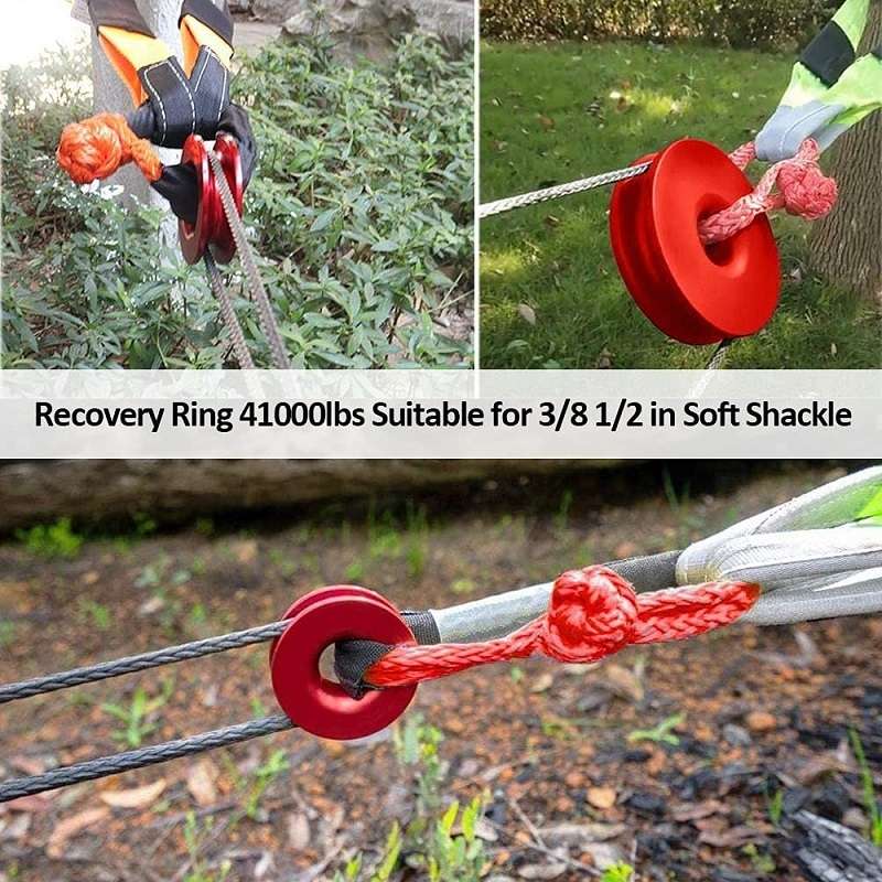 Aluminum Snatch Recovery Ring For 3/8" & 1/2" Rope(Red)