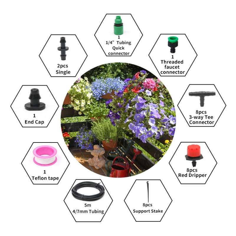 5m Kit Hose Drip Irrigation System Plant Watering Set 360 Degree Adjustable Drippers