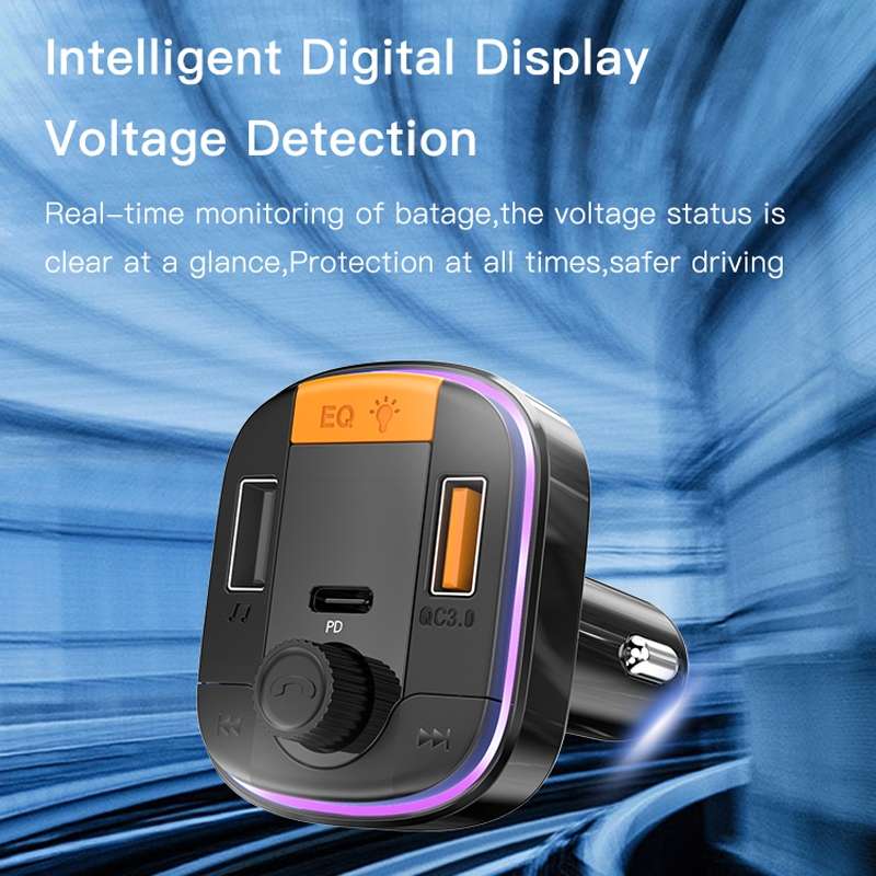 Yesido Y45 Car PD Charger Cigarette Lighter QC Car Charging USB Bluetooth Digital Display FM(Black)