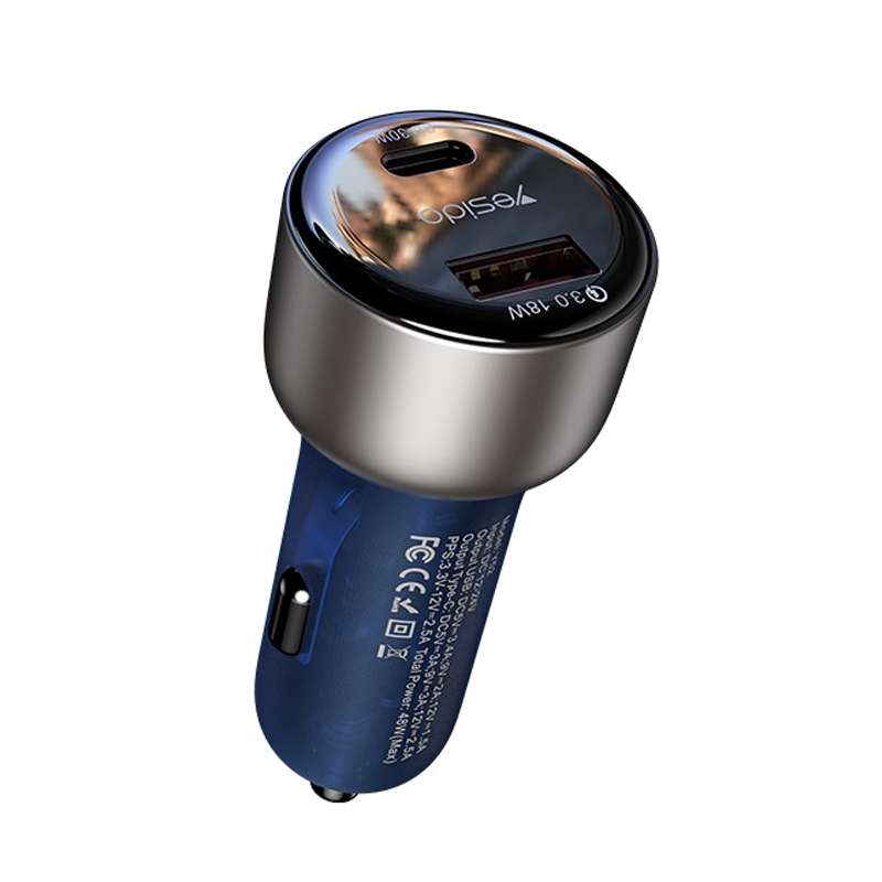 Yesido Y52 48W Dual-channel Fast Charging Zinc Alloy QC3.0 Car Charger(Black)