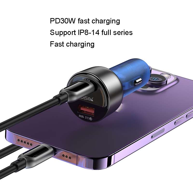 Yesido Y52 48W Dual-channel Fast Charging Zinc Alloy QC3.0 Car Charger(Black)