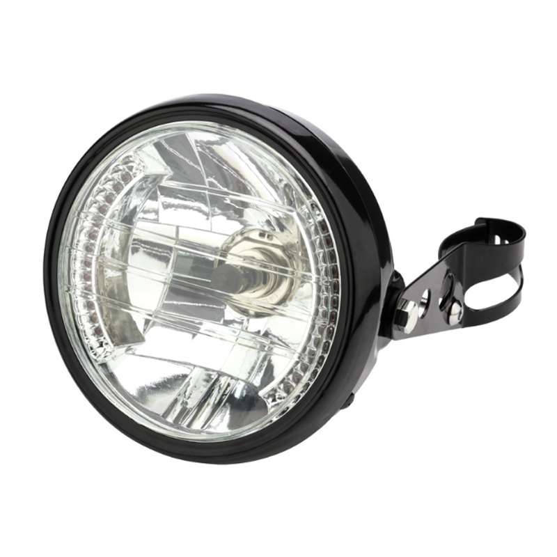 Motorcycle 7 Inch LED Headlamp Angel Ring Steering Function With Bracket(Shock Absorber Diameter 28-