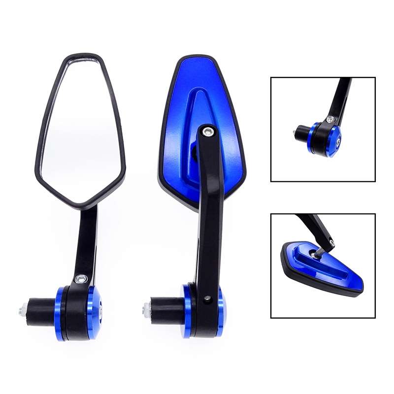 Motorcycle Handle All Aluminum Cherry Rearview Mirror(Blue)