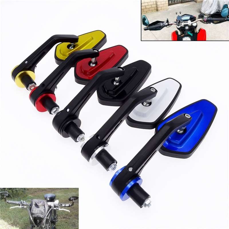 Motorcycle Handle All Aluminum Cherry Rearview Mirror(Blue)