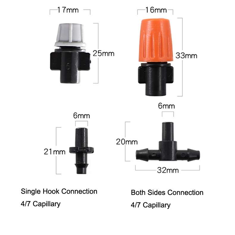 20pcs TF-118 Gardening Irrigation Drip Irrigation System Set Accessories Spray Head (Orange)
