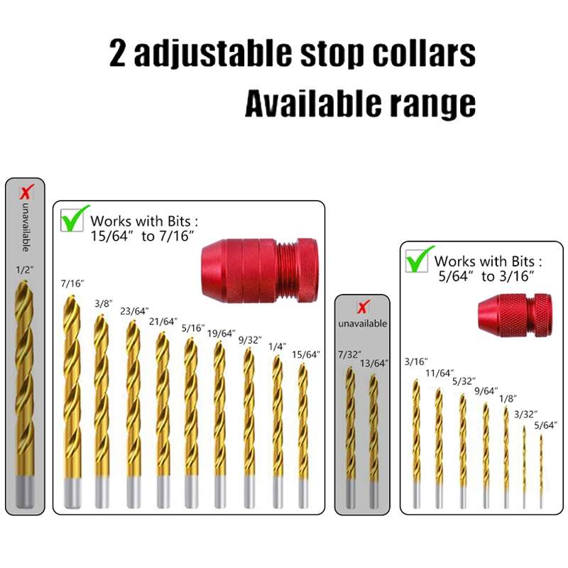 Adjustable Bit Stop Locator Drilling Aid Tool, Model: Type 2-5