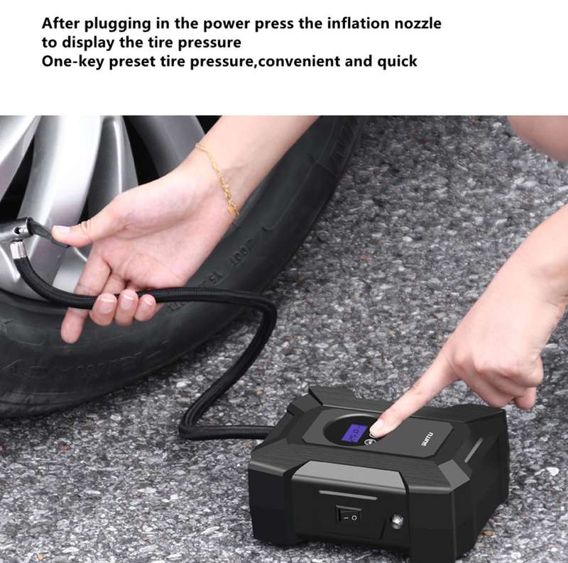 SUITU ST-818 DC 12V Wired Car Air Pump Tire Inflator With LED Lighting Digital Display Model+Toolb
