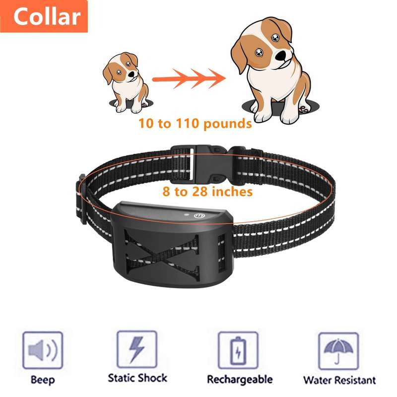 2-In-1 500m Electric Dog Fence & Remote Training Collar Adjustable Vibration & Shock For 1 Dog(Black