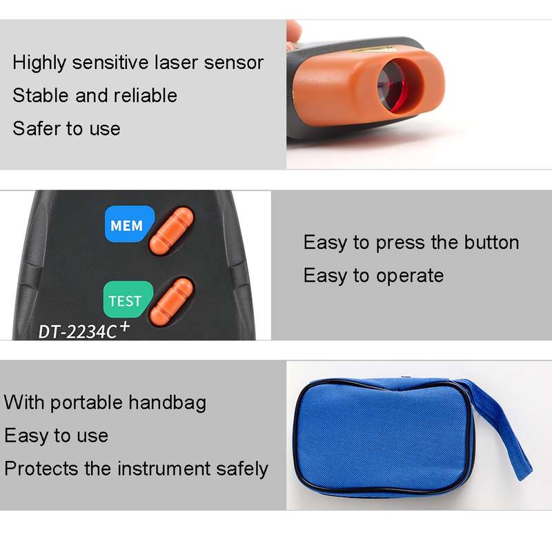 DT2234C+ Handheld Portable Motor Gear Tachometer Laser Tachometer