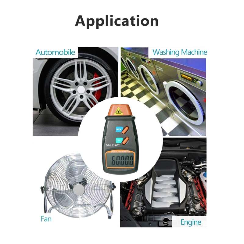 DT2234C+ Handheld Portable Motor Gear Tachometer Laser Tachometer