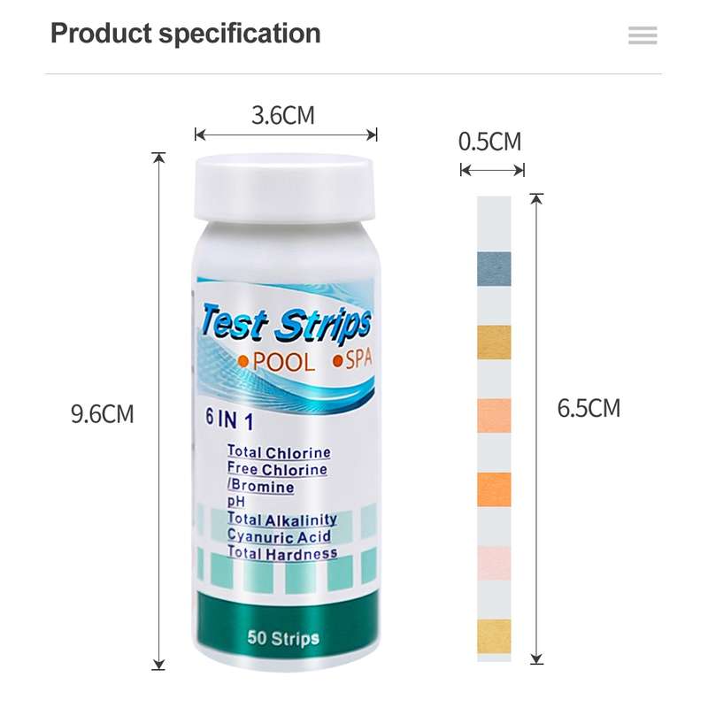 50pcs PH075 6 In 1 Residual Chlorine PH Water Quality Detector PH Test Paper