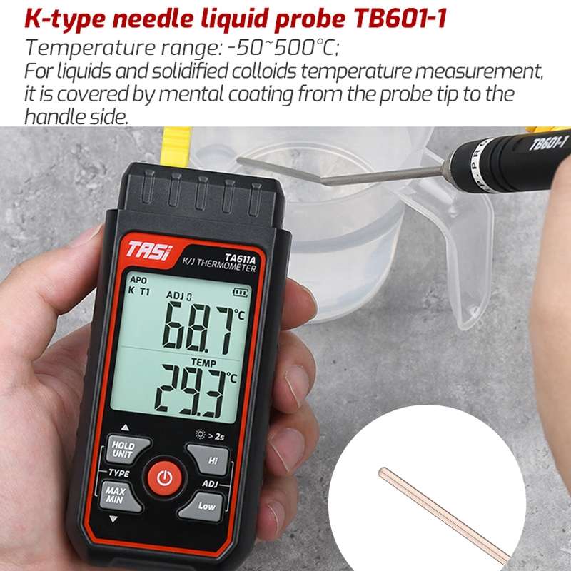 TASI TB601-1 Liquid Probe K-Type Probe Use With Thermometer