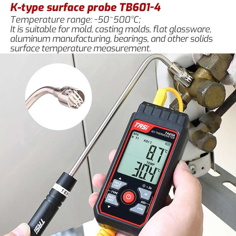 TASI TB601-4 Elbow Surface Thermocouple K-Type Probe Use With Thermometer