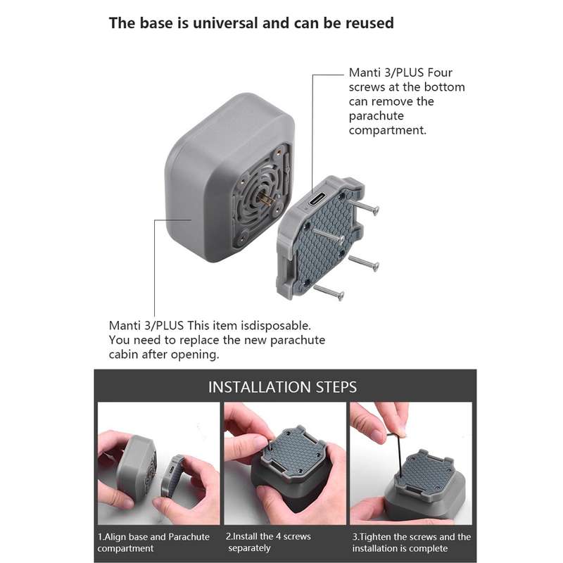 Manti 3 Plus Parachute for DJI Phantom 2 / 3 / 4 Improve Safety Slow Down Fall Speed Accessories
