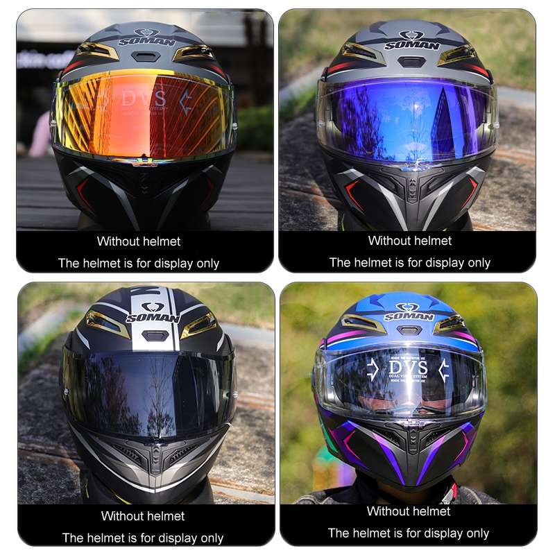 Motorcycle Helmet Lens with Anti-fog Spikes for SOMAN K1/K3SV/K5, Color: Dark Tea Revo Blue
