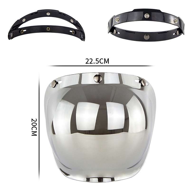Motorcycle Helmet Three-Button Windproof Lens With Bracket(Amber)