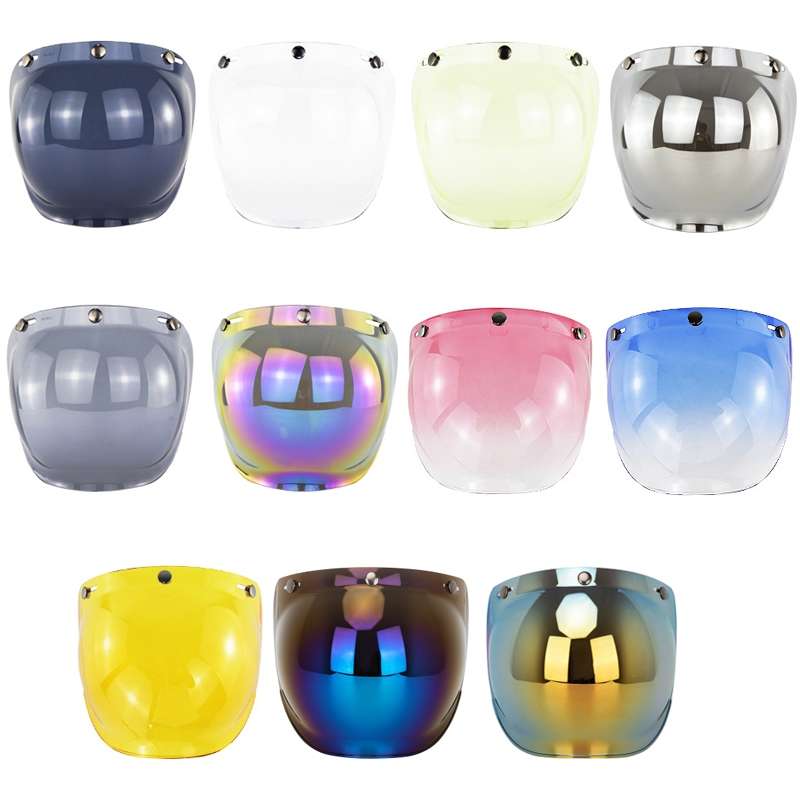 Motorcycle Helmet Three-Button Windproof Lens With Bracket(Amber)