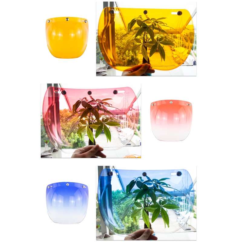 Motorcycle Helmet Three-Button Windproof Lens With Bracket(Amber)