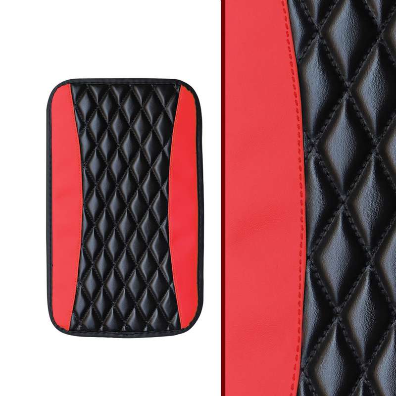 Car Center Console Cover Mat PU Leather Car Armrest Cover 32x19cm(Red)