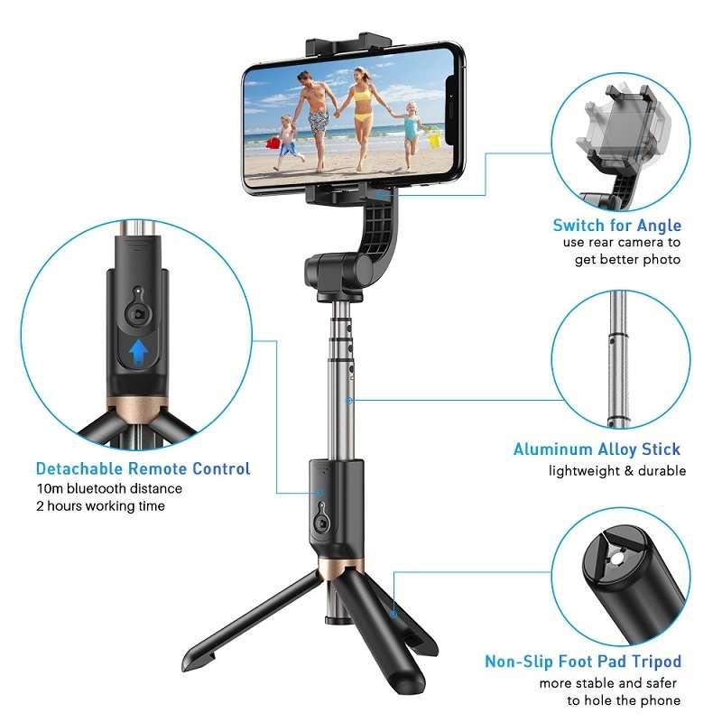 APEXEL APL-D6 Live Video Multifunctional Mobile Phone Gimbal Stabilizer Selfie Stick