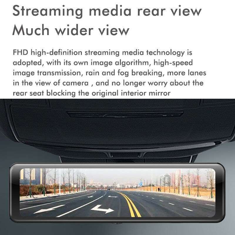 Anytek Q8 4K HD Large Screen Car Recorder Double Record Reversing Image Rear View Mirror Night Visio