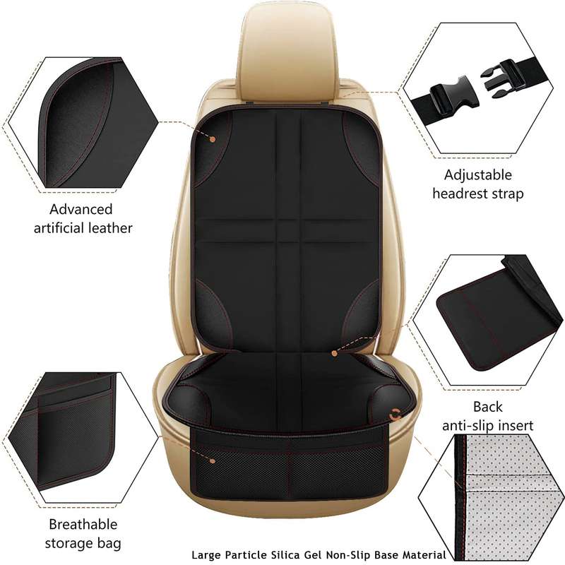2pcs Child Car Seat Protector Non-Slip Base Material + Waterproof 600D Fabric(Black Line)
