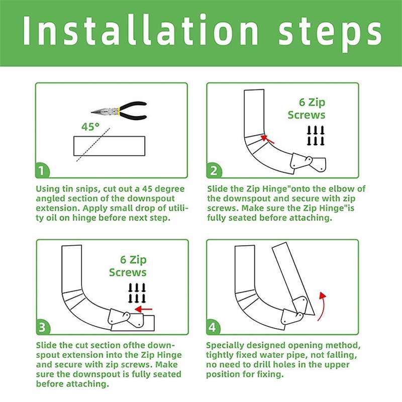 2pcs Gutter Extension Hinge Downspout Extension Flip-Up Hinge For Rectangle Or Square Downspout