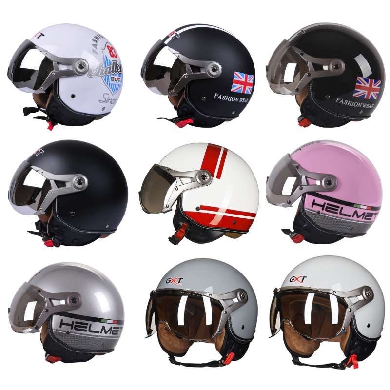 GXT Electric Vehicle Half Cover Helmet Four Seasons Retro Helmet, Size: M(Cold Gray)