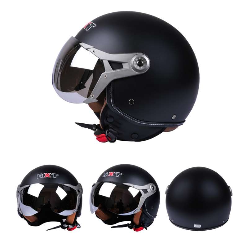 GXT Electric Vehicle Half Cover Helmet Four Seasons Retro Helmet, Size: M(Cold Gray)
