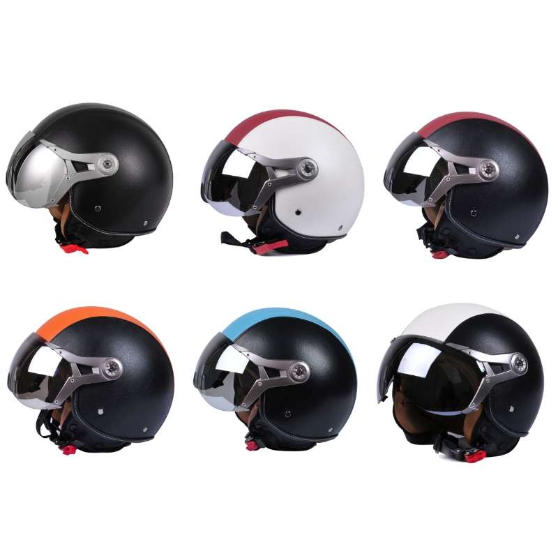 GXT Electric Vehicle Half Cover Four Seasons Retro Helmet, Size: XL(Black Orange)